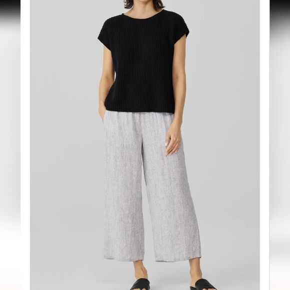 Eileen Fisher Black Organic Cotton Bateau Neck Oversized Knit Vest S - Picture 11 of 17